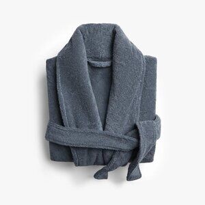 Classic Turkish Cotton Robe - Blue - Size Medium Unisex